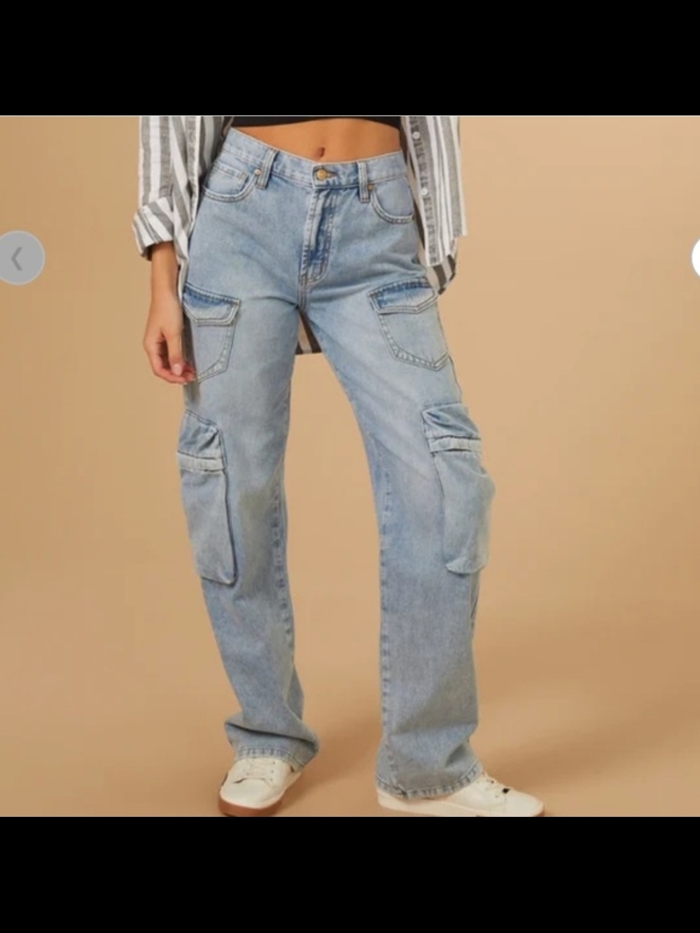 Altar'd State Light Blue Straight Leg Cargo Jeans
